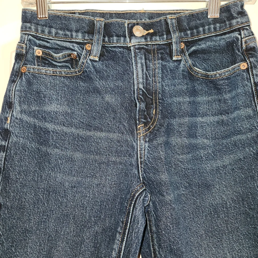American Eagle Super High Rise Ankle Straight Dark Wash Size 00 Short Stretchy
